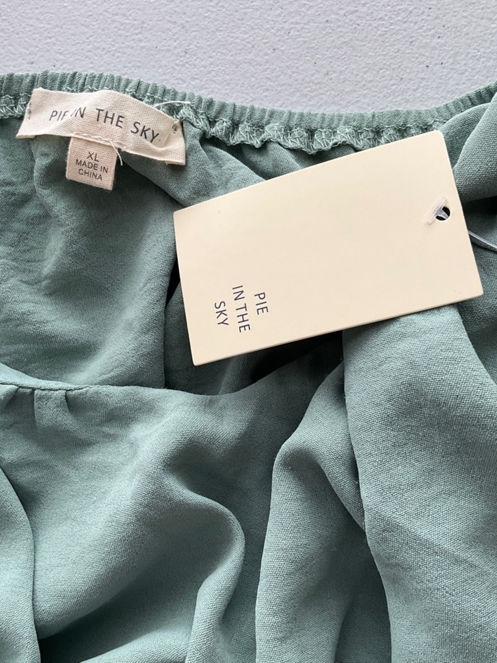Women's Sage Green Long Sleeve Square-Neck Cropped Blouse - Picture 4 of 5